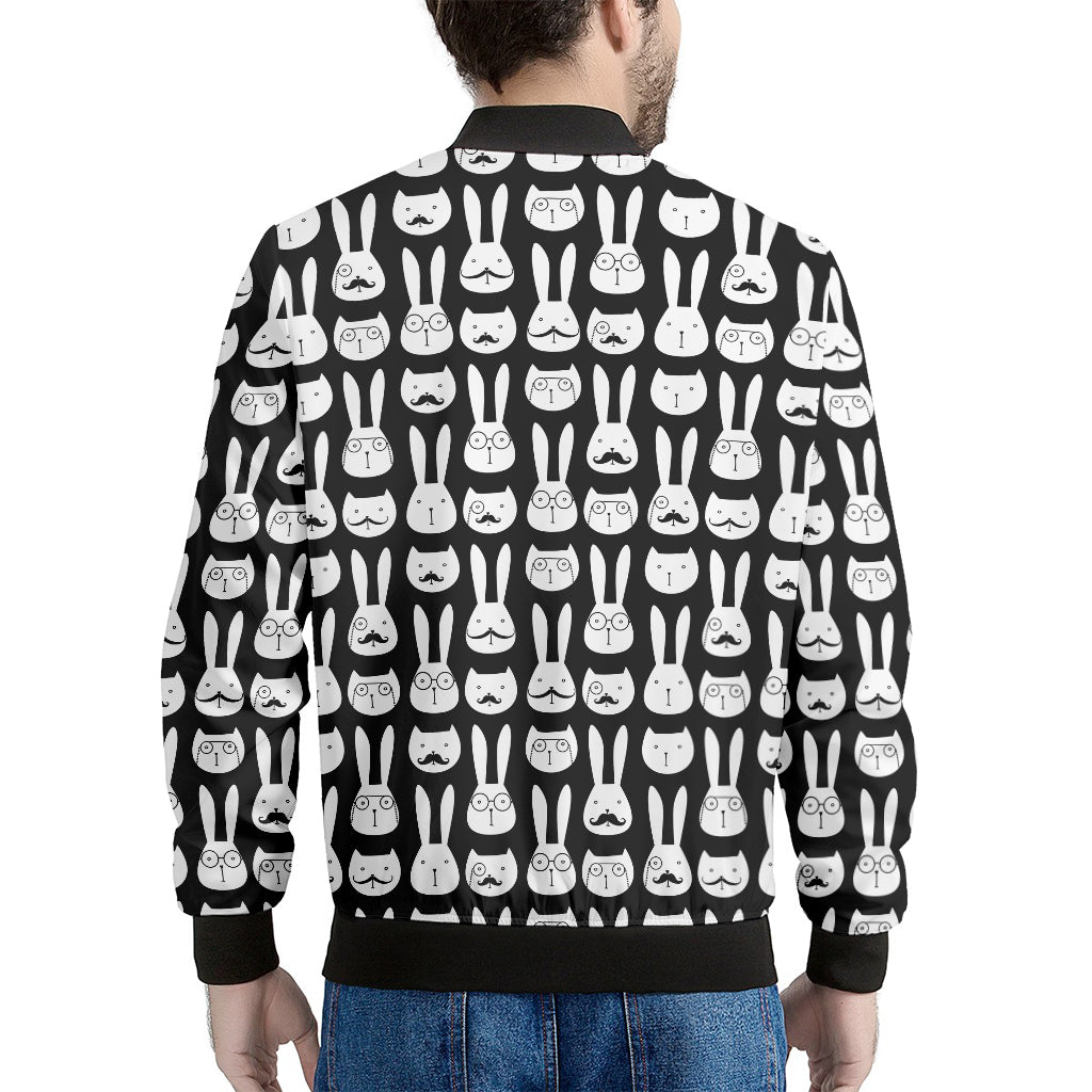 Rabbit And Cat Pattern Print Men's Bomber Jacket