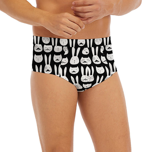 Rabbit And Cat Pattern Print Men's Briefs