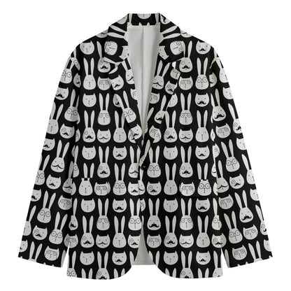 Rabbit And Cat Pattern Print Men's Cotton Blazer