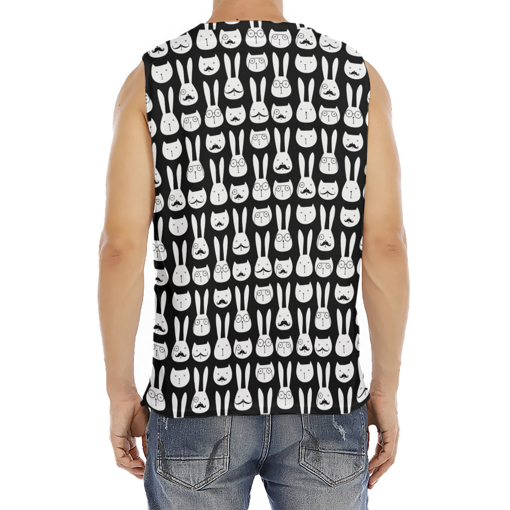 Rabbit And Cat Pattern Print Men's Fitness Tank Top