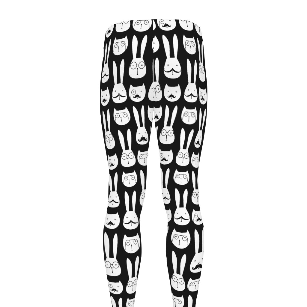 Rabbit And Cat Pattern Print Men's leggings