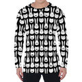 Rabbit And Cat Pattern Print Men's Long Sleeve T-Shirt