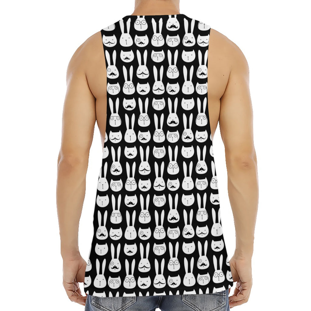 Rabbit And Cat Pattern Print Men's Muscle Tank Top