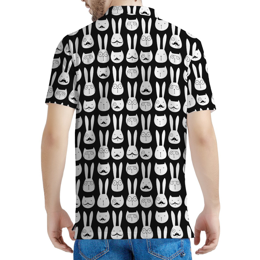 Rabbit And Cat Pattern Print Men's Polo Shirt