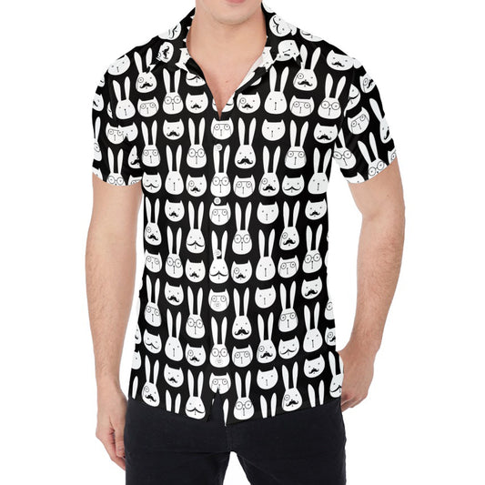 Rabbit And Cat Pattern Print Men's Shirt