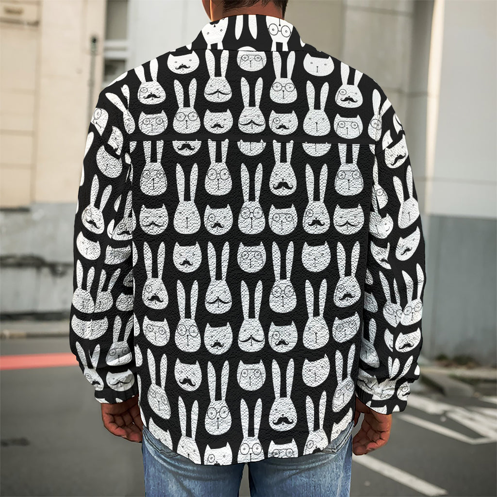 Rabbit And Cat Pattern Print Men's Shirt Jacket