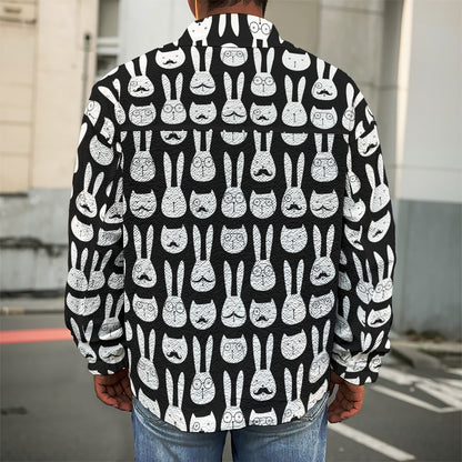 Rabbit And Cat Pattern Print Men's Shirt Jacket