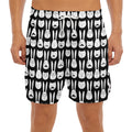 Rabbit And Cat Pattern Print Men's Split Running Shorts