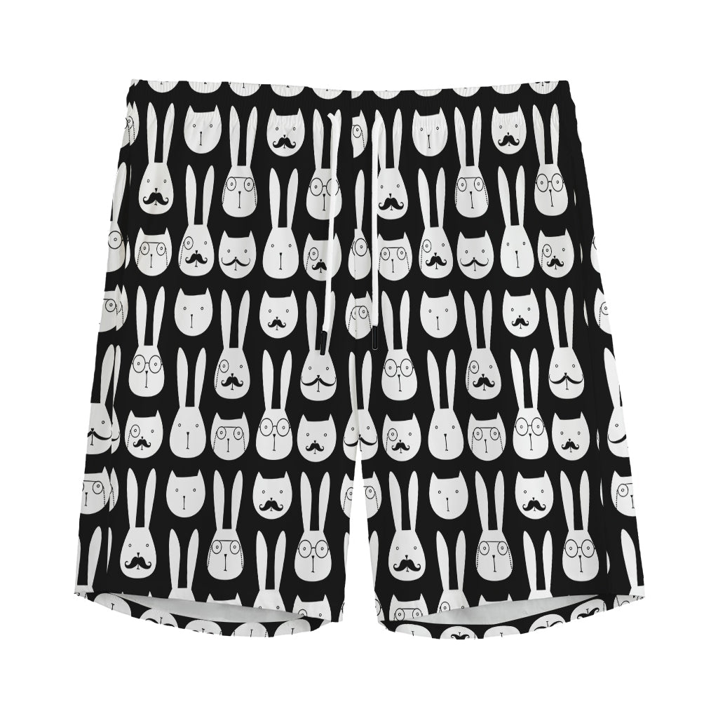 Rabbit And Cat Pattern Print Men's Sports Shorts