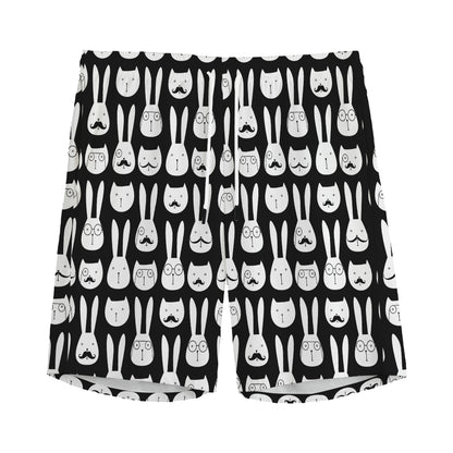 Rabbit And Cat Pattern Print Men's Sports Shorts