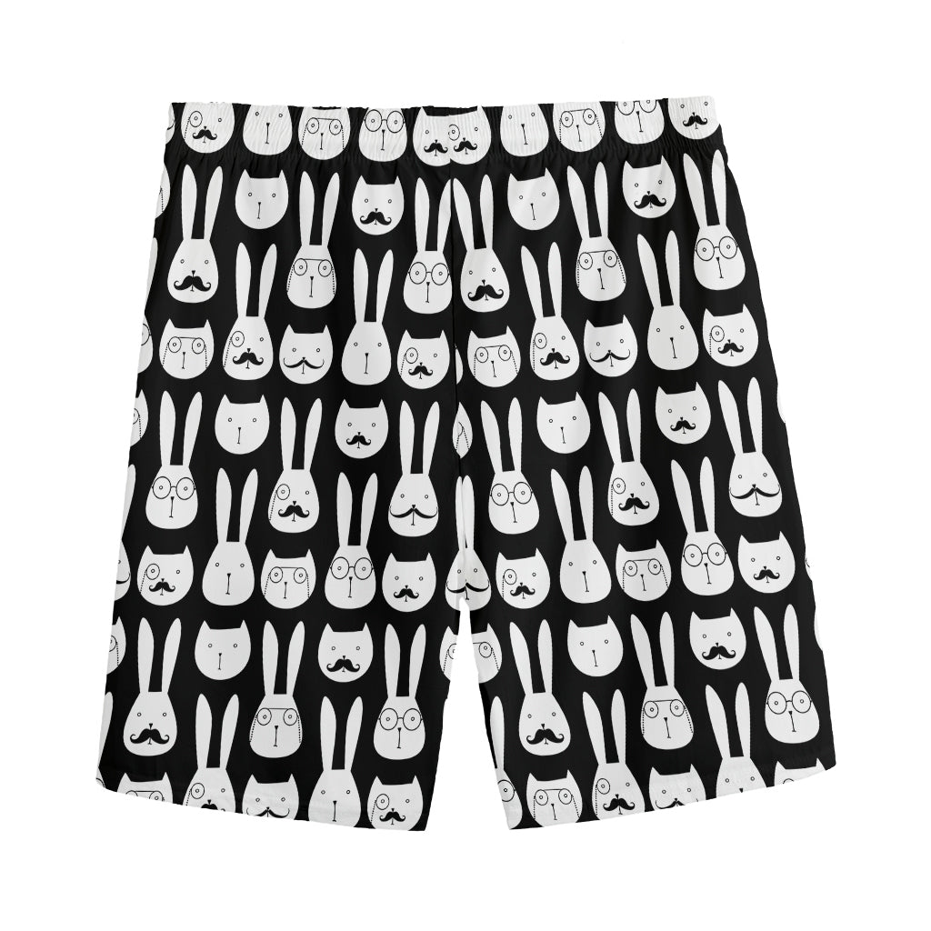 Rabbit And Cat Pattern Print Men's Sports Shorts