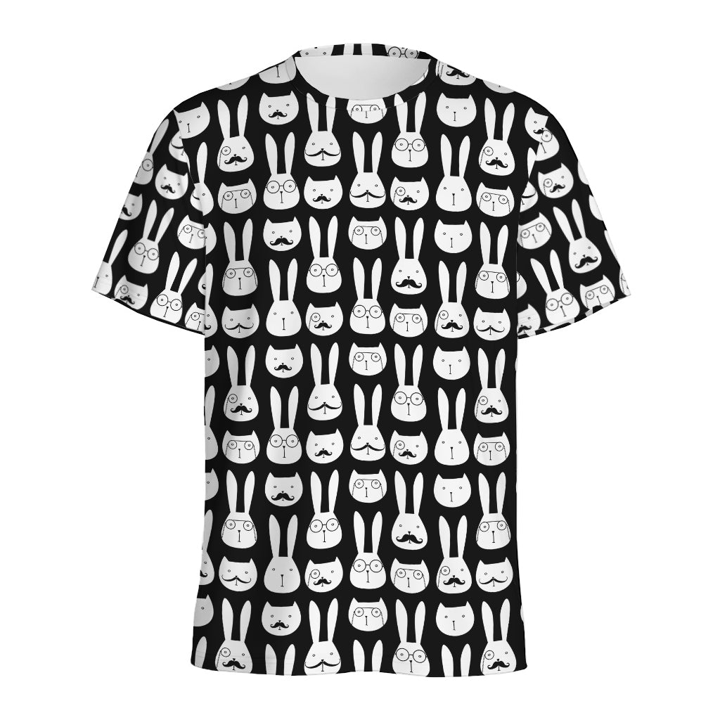 Rabbit And Cat Pattern Print Men's Sports T-Shirt