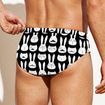 Rabbit And Cat Pattern Print Men's Swim Briefs