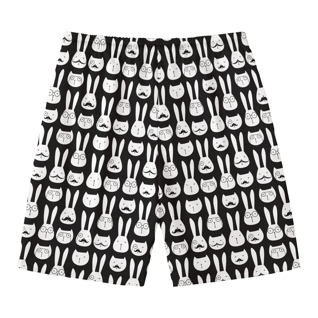 Rabbit And Cat Pattern Print Men's Swim Trunks