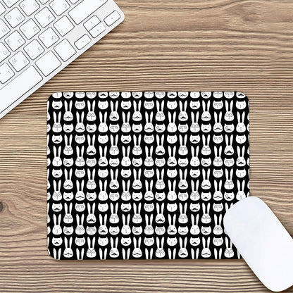 Rabbit And Cat Pattern Print Mouse Pad