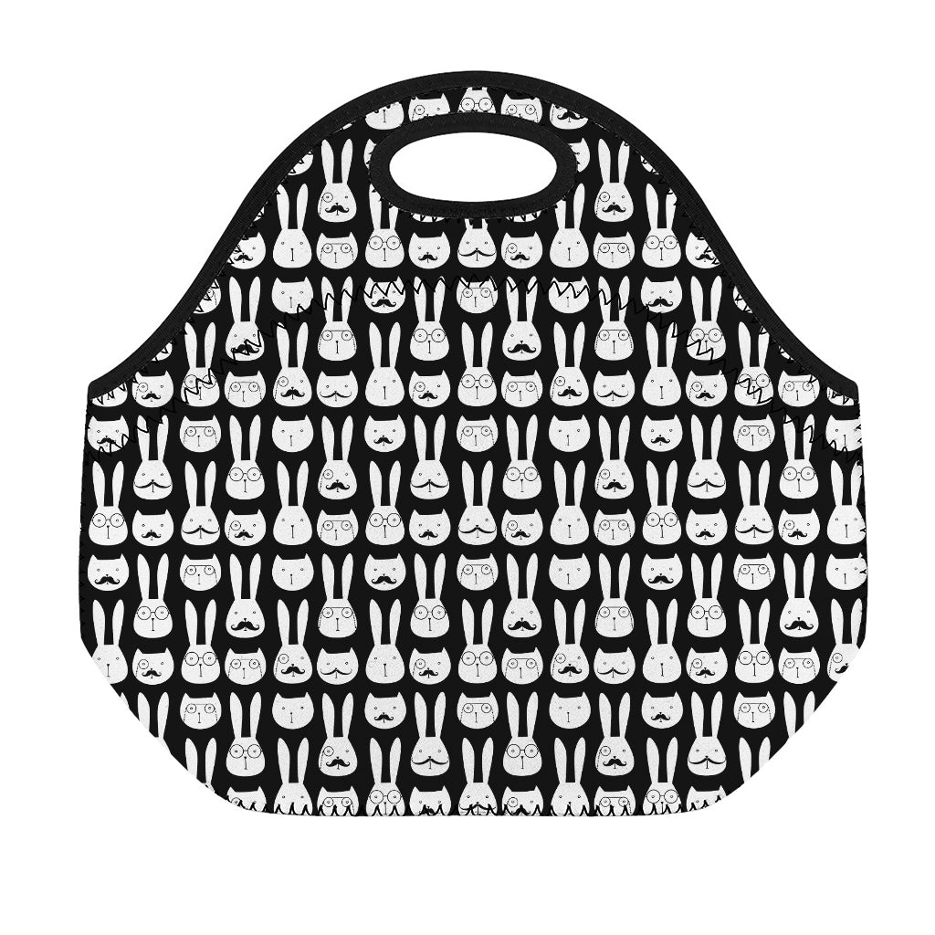 Rabbit And Cat Pattern Print Neoprene Lunch Bag