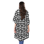 Rabbit And Cat Pattern Print Open Front Beach Cover Up
