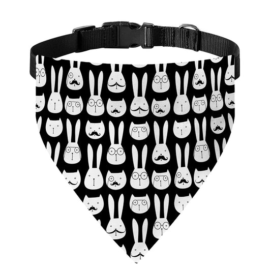 Rabbit And Cat Pattern Print Over The Collar Dog Bandana