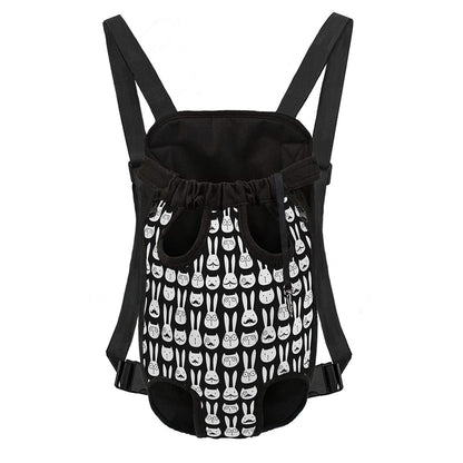Rabbit And Cat Pattern Print Pet Carrier Backpack