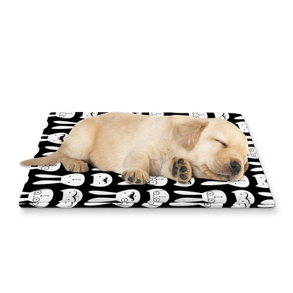 Rabbit And Cat Pattern Print Pet Cooling Mat Cover