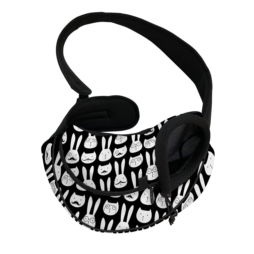 Rabbit And Cat Pattern Print Pet Sling Carrier
