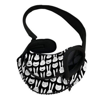 Rabbit And Cat Pattern Print Pet Sling Carrier