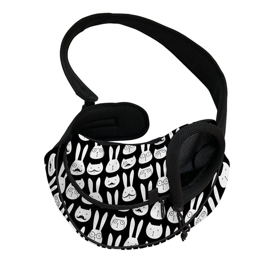 Rabbit And Cat Pattern Print Pet Sling Carrier