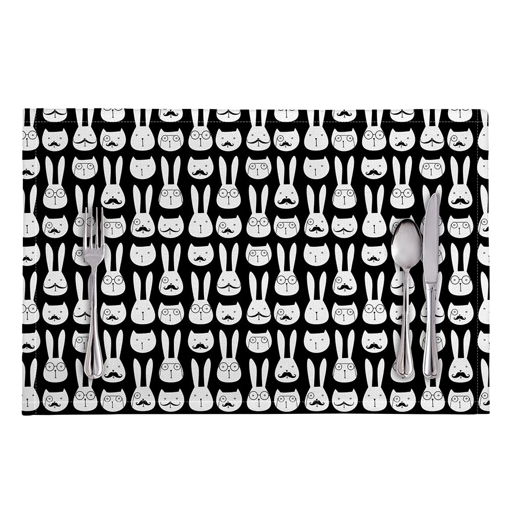 Rabbit And Cat Pattern Print Placemat