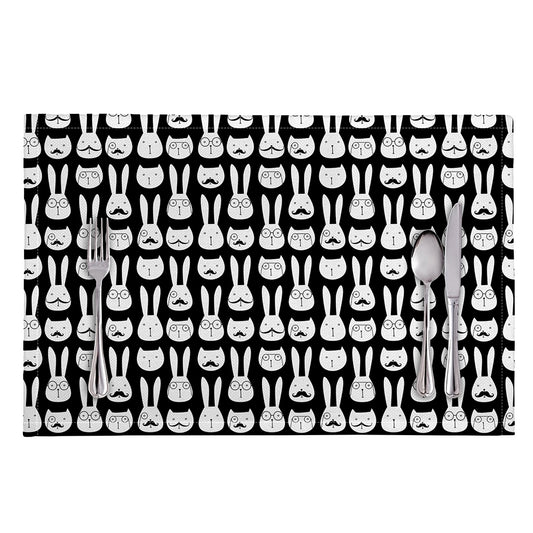 Rabbit And Cat Pattern Print Placemat
