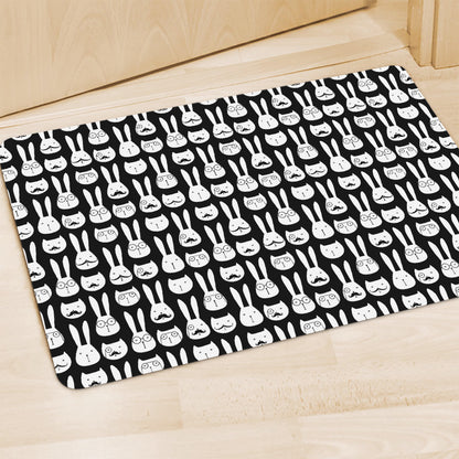 Rabbit And Cat Pattern Print Polyester Doormat