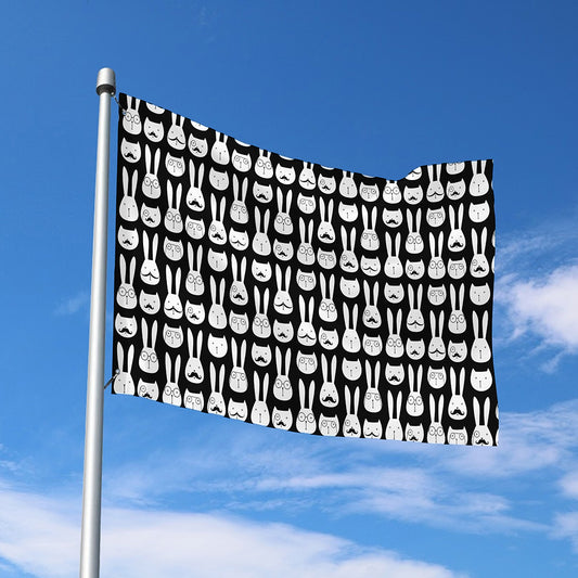 Rabbit And Cat Pattern Print Polyester Flag