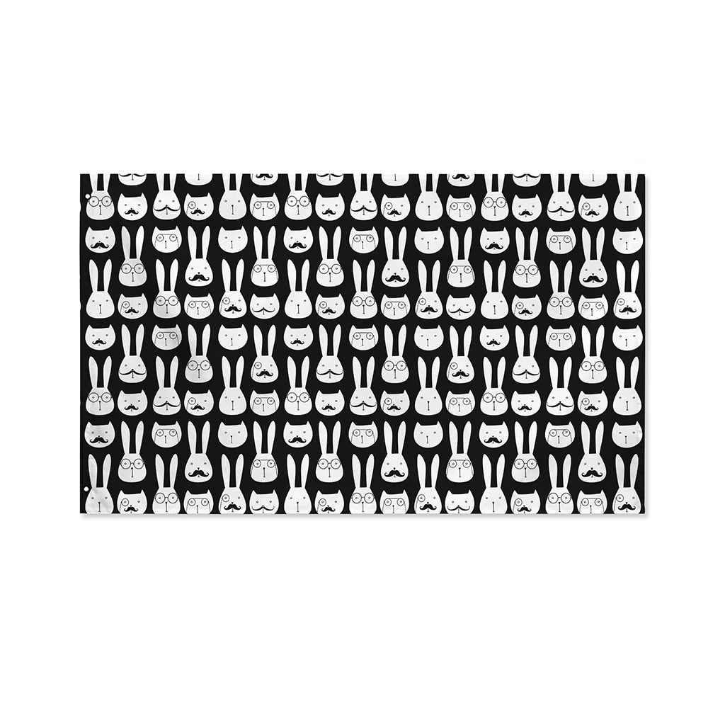 Rabbit And Cat Pattern Print Polyester Flag