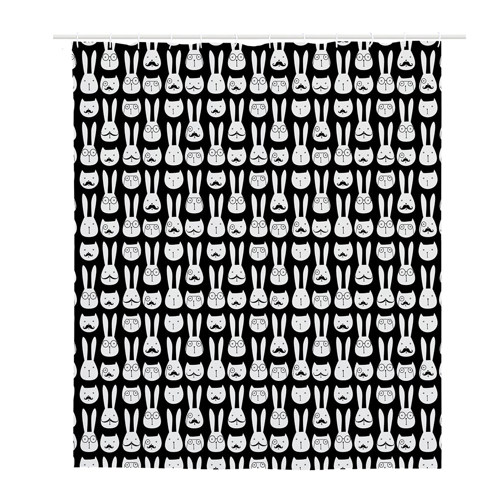 Rabbit And Cat Pattern Print Polyester Shower Curtain