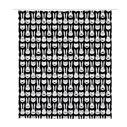 Rabbit And Cat Pattern Print Polyester Shower Curtain