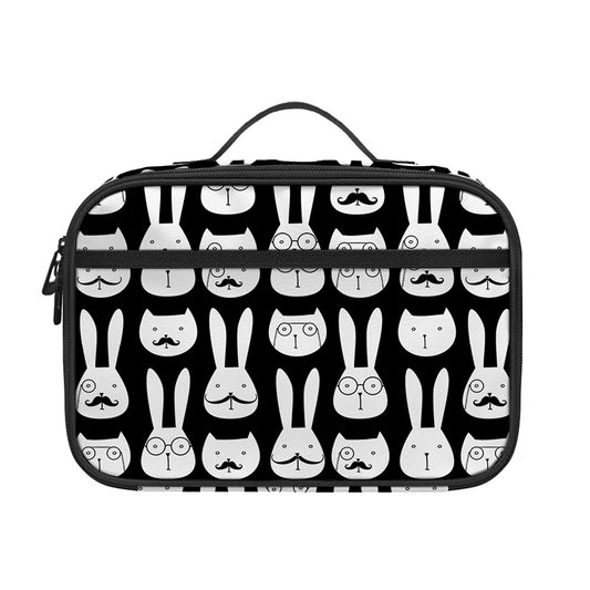 Rabbit And Cat Pattern Print Portable Lunch Bag