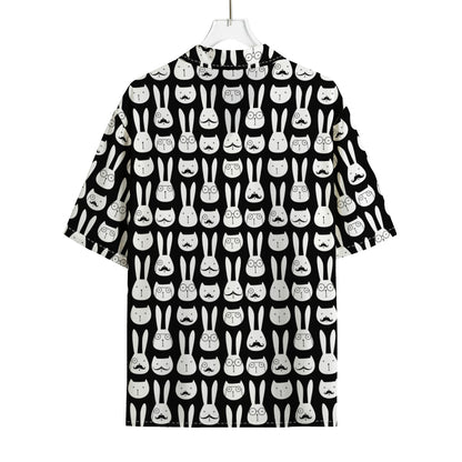 Rabbit And Cat Pattern Print Rayon Hawaiian Shirt