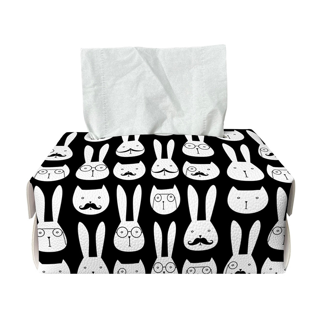 Rabbit And Cat Pattern Print Rectangle Tissue Box Cover