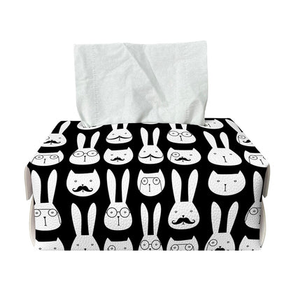 Rabbit And Cat Pattern Print Rectangle Tissue Box Cover