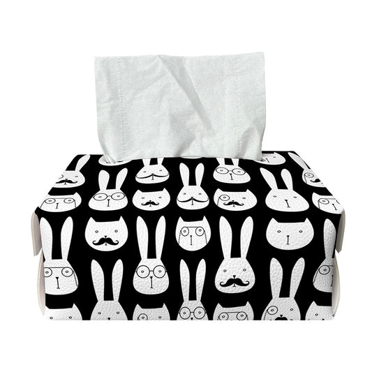 Rabbit And Cat Pattern Print Rectangle Tissue Box Cover