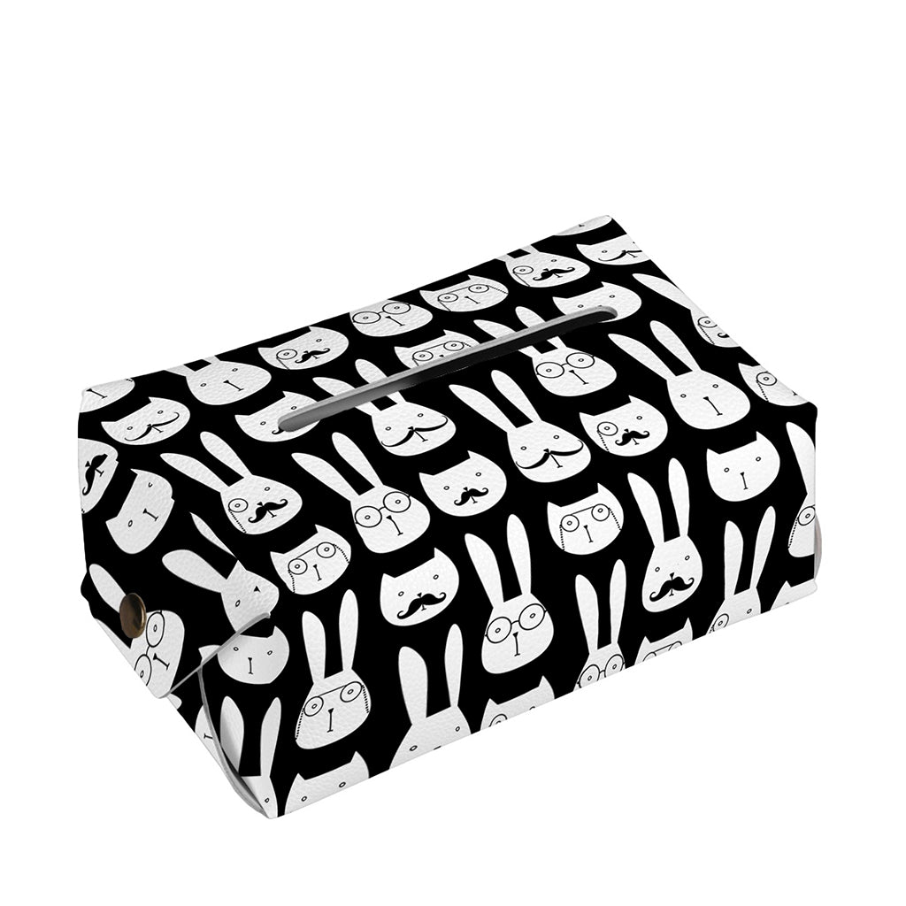 Rabbit And Cat Pattern Print Rectangle Tissue Box Cover