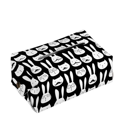 Rabbit And Cat Pattern Print Rectangle Tissue Box Cover