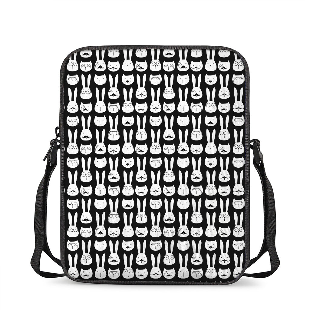 Rabbit And Cat Pattern Print Rectangular Crossbody Bag