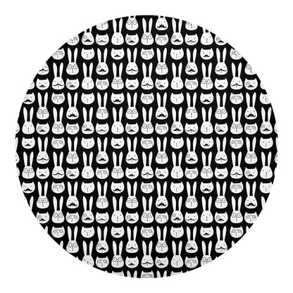 Rabbit And Cat Pattern Print Round Blanket