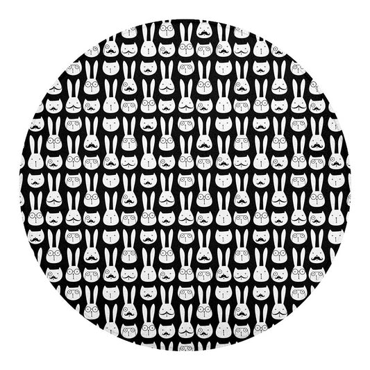 Rabbit And Cat Pattern Print Round Blanket