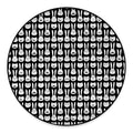 Rabbit And Cat Pattern Print Round Floor Mat