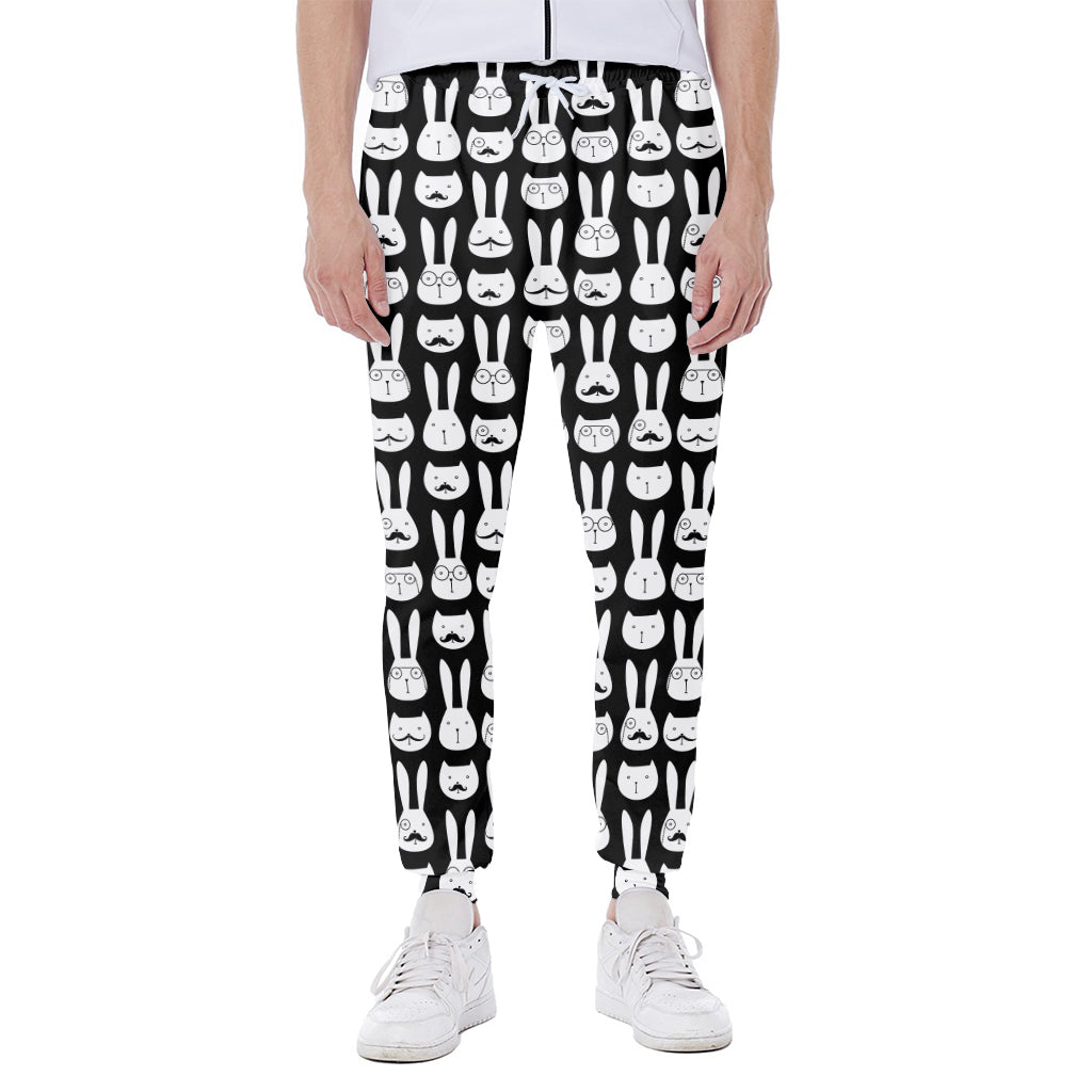 Rabbit And Cat Pattern Print Scuba Joggers