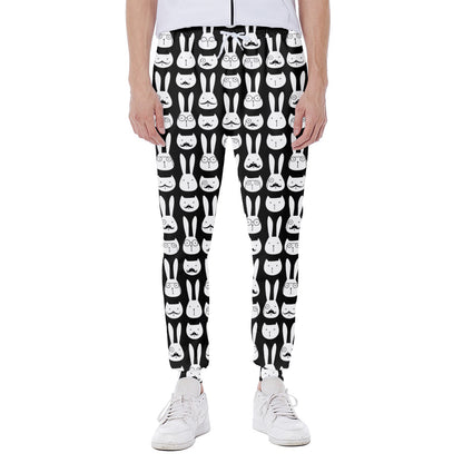 Rabbit And Cat Pattern Print Scuba Joggers
