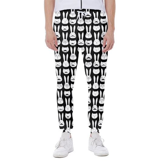 Rabbit And Cat Pattern Print Scuba Joggers