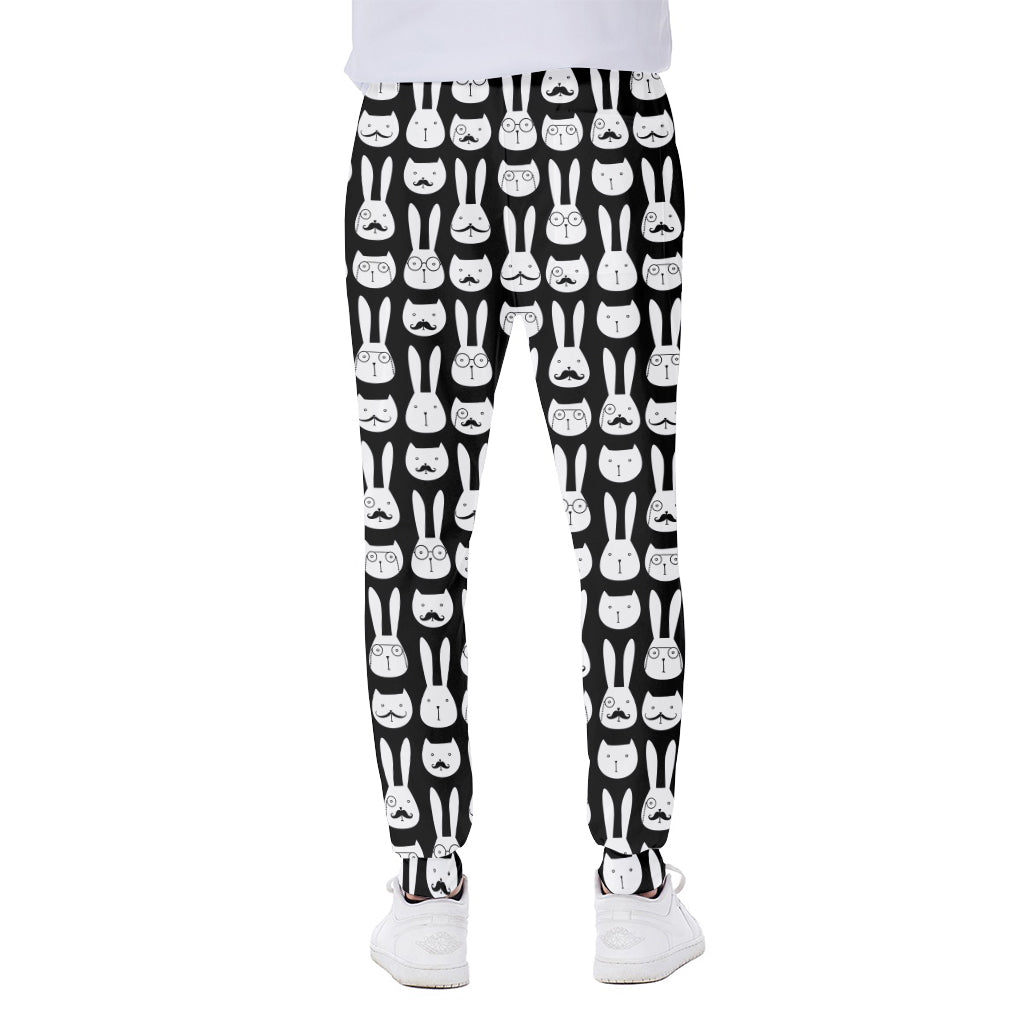 Rabbit And Cat Pattern Print Scuba Joggers