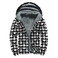 Rabbit And Cat Pattern Print Sherpa Lined Zip Up Hoodie